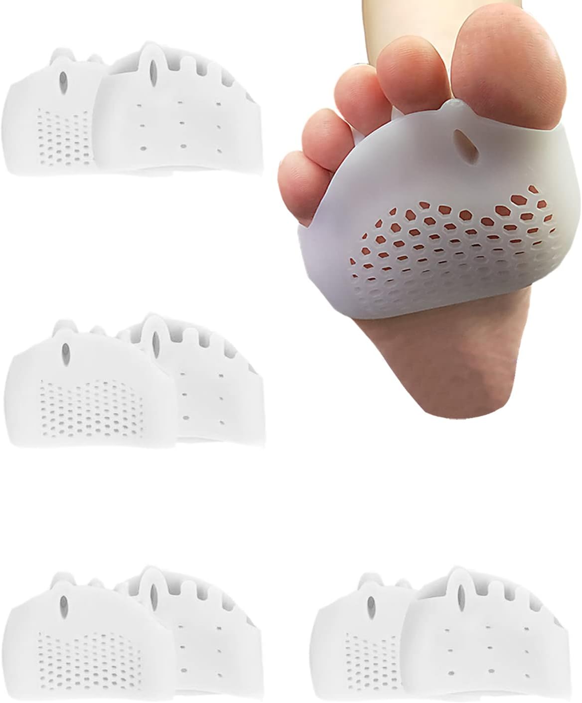 Almohadillas Metatarsales de Gel con Separadores de Dedos – Alivio del Dolor de Pies