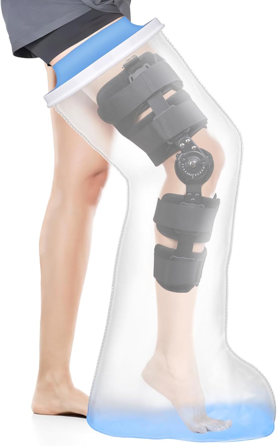 Funda Impermeable Extra Ancha para Pierna | Protector de Yeso para Ducha con Base Antideslizante, Reutilizable | Para Muslo, Pie, Tobillo, Cirugía y Heridas
