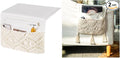 Mkono Organizador de almacenamiento de macramé, organizador de almacenamiento bohemio con control remoto para tableta, soporte para revistas para el hogar, dormitorio, sala de estar