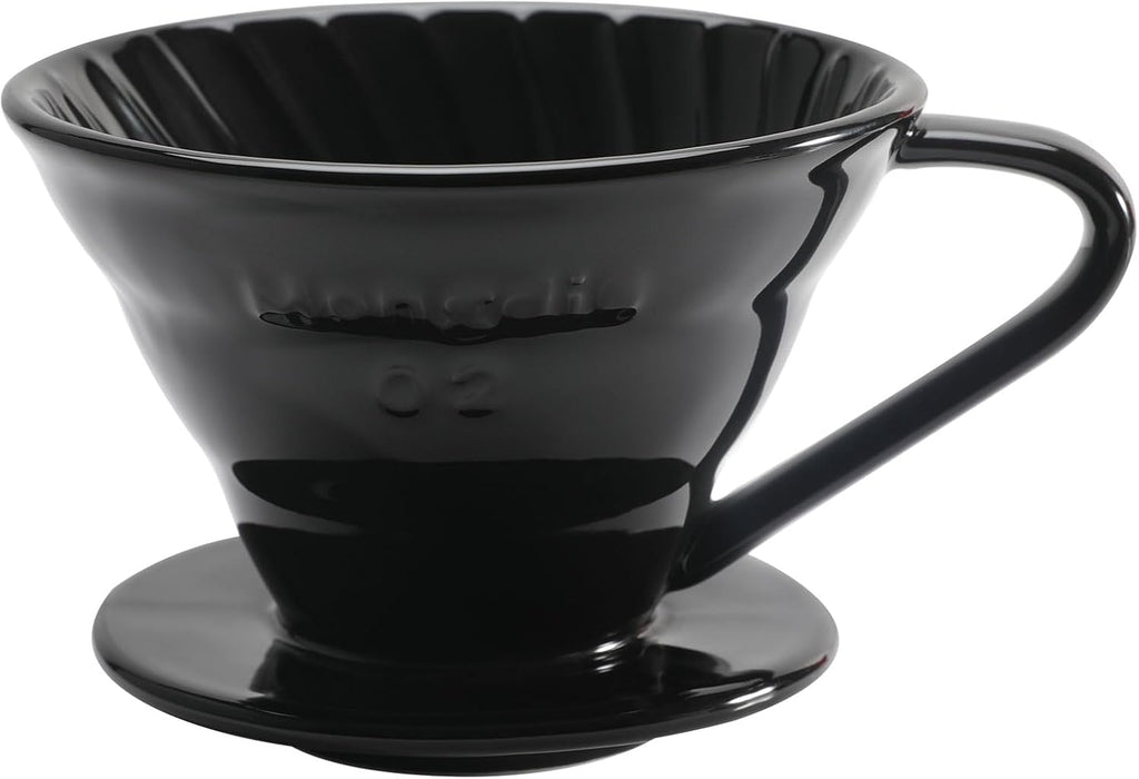 Dripper de Café Pour Over Cerámico Mongdio – Porcelana Reutilizable Talla 02 Negro