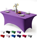 Trlyc Paquete de 1 Mantel de Spandex de 6 pies - Mantel rectangular elástico de 72 x 30 pulgadas, resistente a las arrugas, ideal para bodas, fiestas, banquetes, picnics y decoración al aire libre (1 unidad, morado)