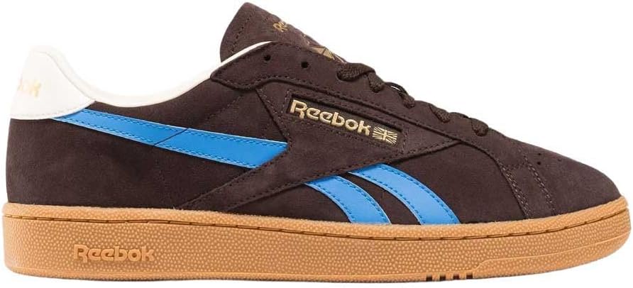 Tenis Reebok Club C Grounds UK – Café Oscuro con Rayas Azules, Talla 44 EU