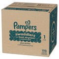 Pañales Pampers Swaddlers, Talla 1 (8-14 libras), 198 unidades, absorbentes, mantiene al bebé seco y cómodo, pañal desechable seguro para la piel