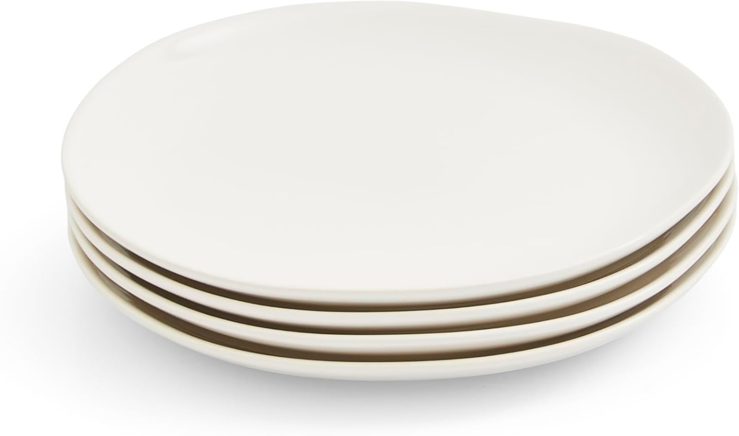Portmeirion Sophie Conran Arbor Organic Shape Salad Plate | Set of 4 Plates for Snack, Appetizer, Dessert | Dishwasher, Microwave, and Freezer Safe | Stackable Stoneware 8.5 inch (Creamy White)