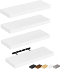 Estantes flotantes Bellsal para pared, juego de 4 estantes de madera de ingeniería blanca, 40,6 cm, para cocina, sala, dormitorio y baño, ideal para almacenar libros y decorar paredes. 