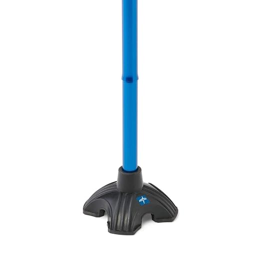 Medline Bastón plegable con base de 4 puntos con mango de gel acolchado, ligero y extra estable, azul