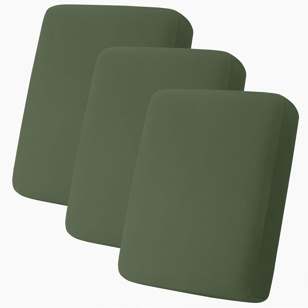 Fundas de Cojín para Sofá hyha de Seda de Leche | Pack de 3, Extensibles con Fondo Elástico, Lavables | Color Bronce Verde, Para Sofá y Muebles de Patio