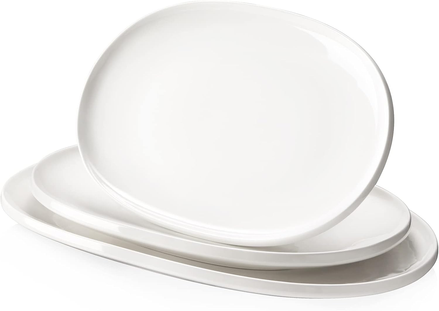 DOWAN Large Serving Platter Set of 3 - White Oval Porcelain Platters 16"/14"/12" - Microwave & Dishwasher Safe - For Entertaining, Weddings, Parties