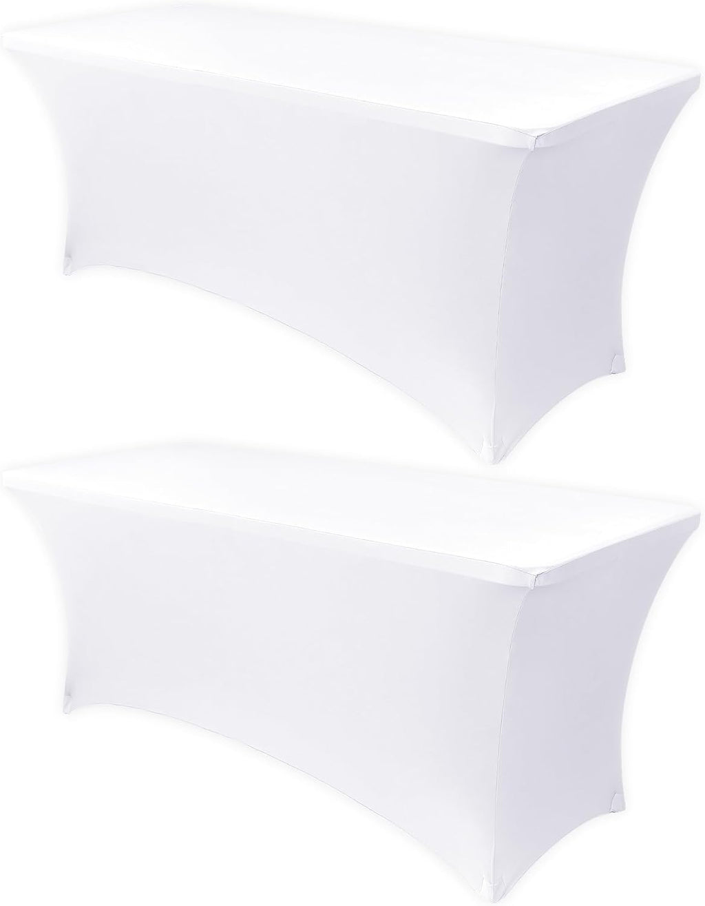 Manteles de Spandex Elástico Obstal Blanco Pack 2 – 244x76x76 cm, Ajustables para Mesas Plegables, Fiestas y Eventos
