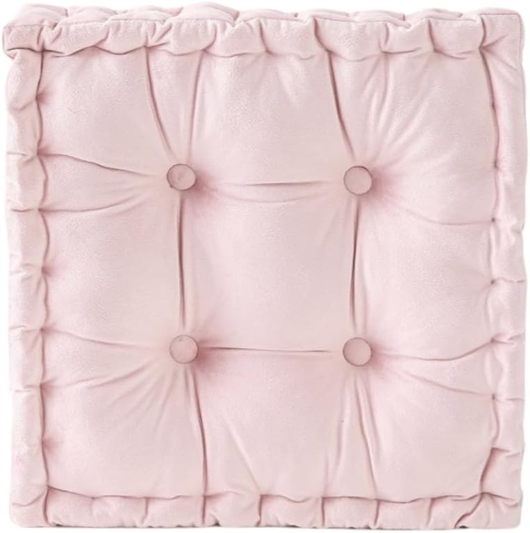 Cojín para silla de comedor vctops, cojín cuadrado de terciopelo suave con lazos, cómodo cojín para silla de interior para oficina, cocina y comedor (rosa, 40 x 40 cm)