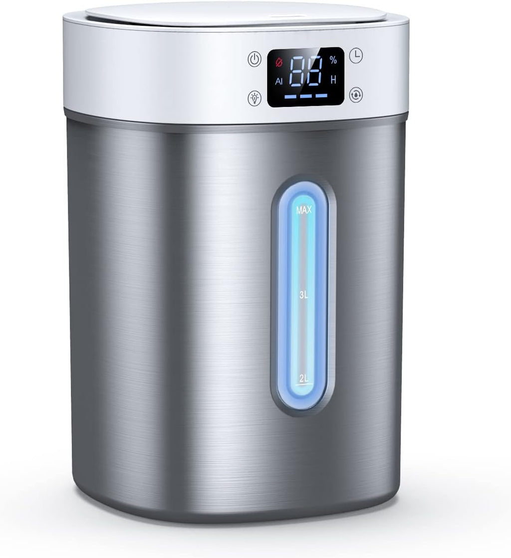 Humidificador de Acero Inoxidable 4L - Niebla Fría, Control Automático de Humedad, Difusor de Aceites Esenciales, para Habitación, Bebés y Plantas