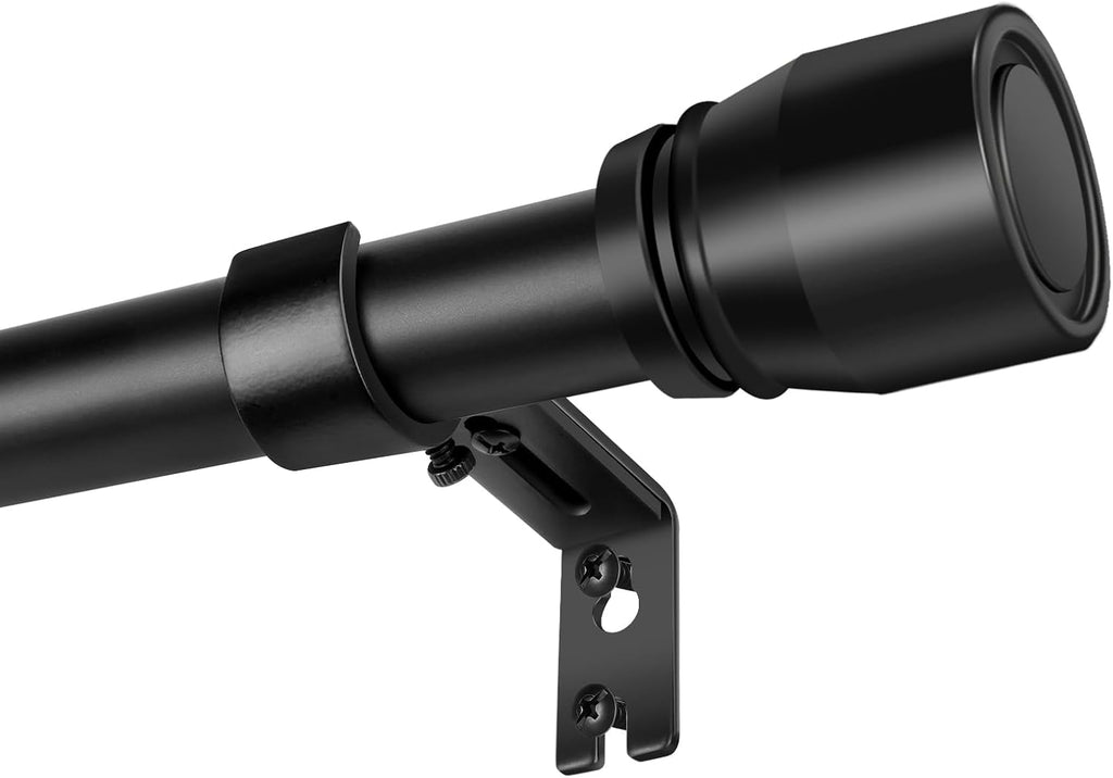 Barra para Cortinas de Metal 1" Diámetro – Ajustable 66-120" (168-305 cm), Extralarga con Empalme, Negro Mate para Ventanas