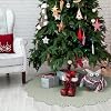 Falda de árbol de Navidad de 45 pulgadas, falda de árbol de Navidad con estampado floral a cuadros verdes vintage con borde festoneado, falda clásica de árbol de Navidad para fiesta de Navidad