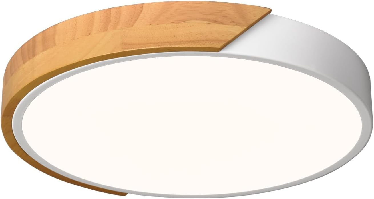 Lámpara LED de Techo Vikaey 30cm – Estilo Madera Minimalista, 18W, Luz Neutra 4000K