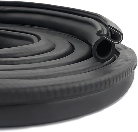 Tira de sellado de puerta de automóvil de 20 pies, burlete de goma en forma de U con clips de metal, protectores universales de borde de puerta de automóvil para automóvil, camión, barco, casa rodante (20 pies)
