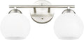 Emak Modern Globe Vanity Lights, Brushed Nickel Bathroom Light Fixtures, 2-Light Bathroom Vanity Light with Milk Glass Shade, VL114