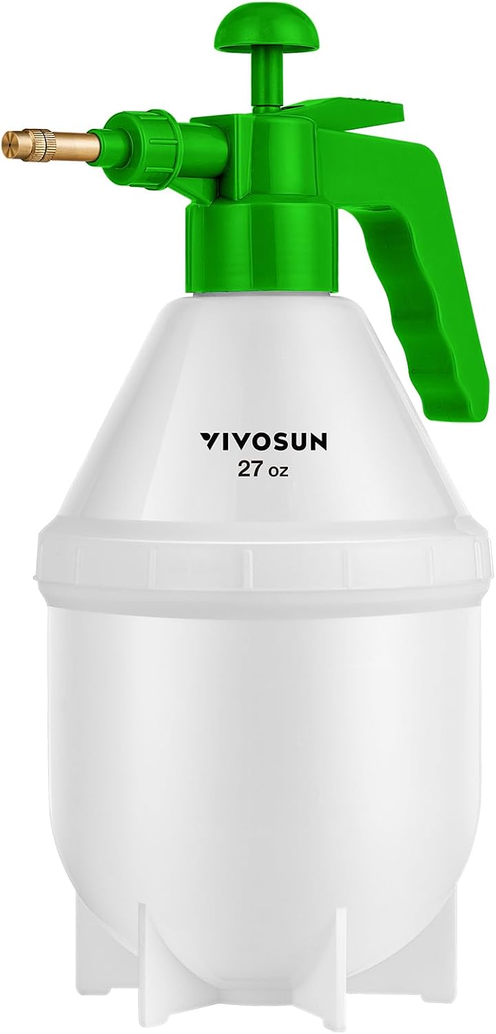 SIN ACCESORIOS VIVOSUN Rociador de Bomba 27 oz | Botella de Agua de Jardin de Mano con Boquilla de Laton Ajustable | para Plantas, Flores, Maleza y Limpieza Verde