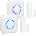 Timbre de Puerta, Alarma de Sensor Contacto Puerta Abierta Inalámbrica Satisure con Alcance de 183 m, 58 Timbres 5 Niveles de Volumen Indicadores LED (2 Receptores y 2 Sensores)