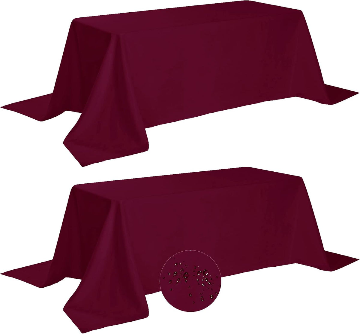 Fokitut Paquete de 2 manteles rectangulares impermeables, 90 x 156 pulgadas, resistentes a las manchas y a las arrugas, mantel de tela para cocina, comedor, boda, fiesta, cena de vacaciones