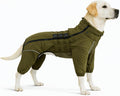 Warm Double Layers Dog Coat, 4 Legs Covered Windproof Waterproof Reflective Vest, Outdoor Skating Costume for Small Medium Large Dogs, Olive 3XL
