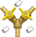 Válvula de Bola 3 Vías Hooshing Latón 3/8" Manguera Barb — 2 Interruptores en Y, Pack de 2 Unidades