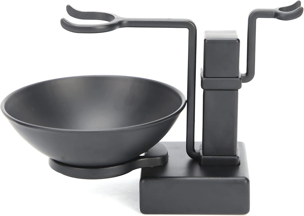 Soporte para brochas de afeitar, soporte para brochas de afeitar de acero inoxidable negro con juego de jabonera, soporte para maquinilla de afeitar para hombres, novios, esposos y amantes 