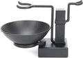 Soporte para brochas de afeitar, soporte para brochas de afeitar de acero inoxidable negro con juego de jabonera, soporte para maquinilla de afeitar para hombres, novios, esposos y amantes 