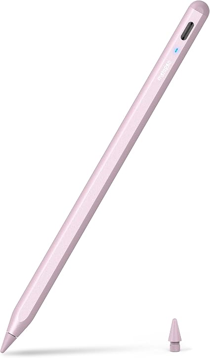 Lápiz Metapen A8 para iPad, rechazo de palma, carga rápida en 4 minutos, fijación magnética, lápiz óptico compatible con iPad A16 de 6.ª a 11.ª generación, Air 3/4/5/M2/M3/M4, Pro 11"/12.9"/13", mini 5/6, rosa.