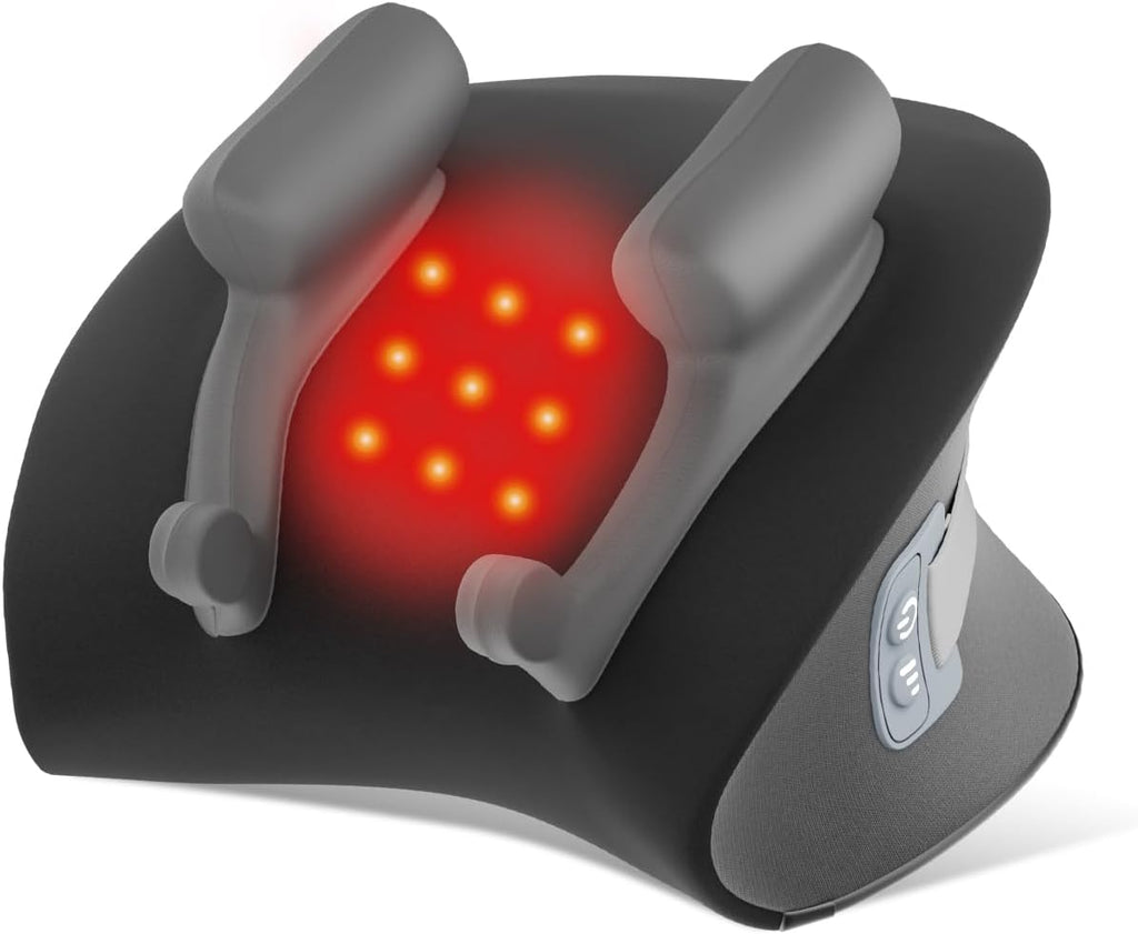 Almohada masajeadora de cuello CRECAD con calor, masaje Shiatsu de espalda y hombros con amasado de tejido profundo, dispositivo de tracción cervical portátil para alivio del dolor muscular de todo el cuerpo, regalo para mujeres y hombres.
