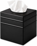 Funda para caja de pañuelos de metal repujado hecha a mano de Monarch Abode, color negro.