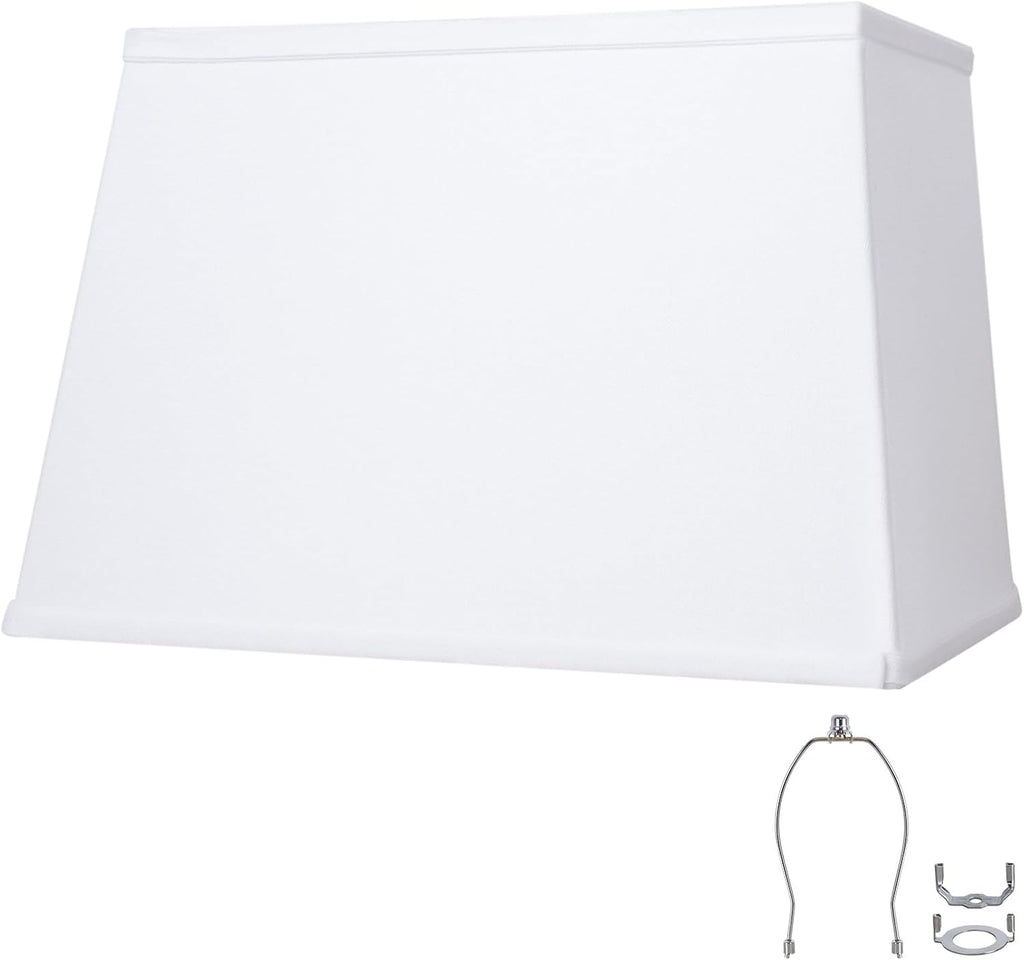 Pantallas de Lámpara Cuadradas Blancas Grandes – 25 cm de Alto, con Soporte y 2 Adaptadores, para Lámpara de Mesa y de Pie