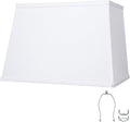 Pantallas de Lámpara Cuadradas Blancas Grandes – 25 cm de Alto, con Soporte y 2 Adaptadores, para Lámpara de Mesa y de Pie