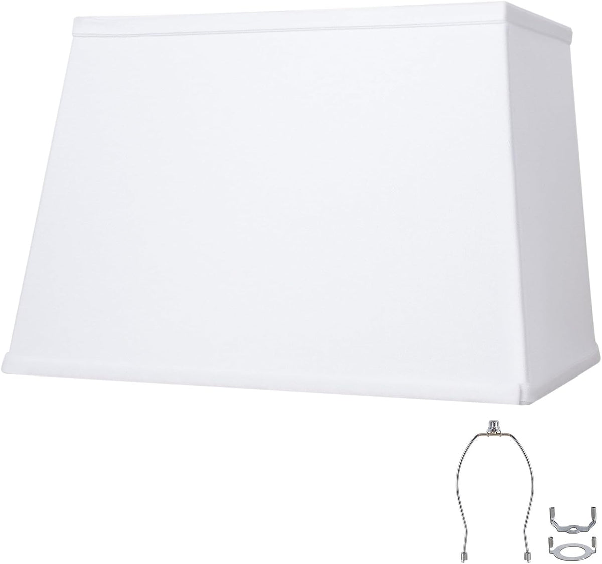 Pantallas de Lámpara Cuadradas Blancas Grandes – 25 cm de Alto, con Soporte y 2 Adaptadores, para Lámpara de Mesa y de Pie