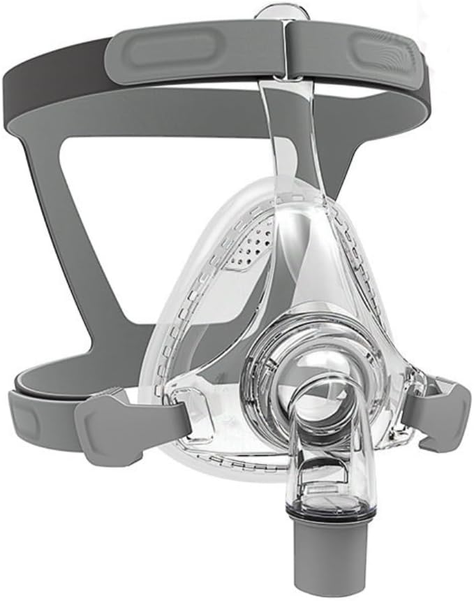 Mascarilla CPAP Facial Completa de Silicona | Sello Suave, Reutilizable | Repuesto Compatible con F20 | con Arnes, Codo Giratorio y Almohadilla | Talla L