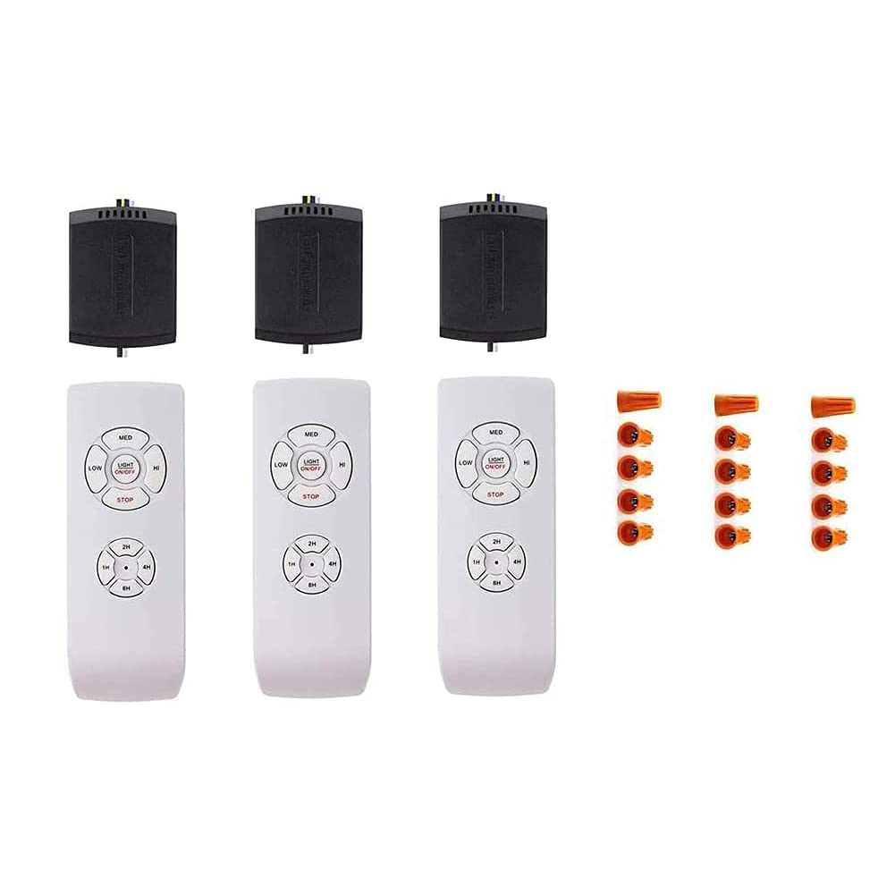 Paquete de 3 kits de control remoto universal para ventilador de techo de tamaño pequeño, mini control remoto inalámbrico y kit receptor para lámpara de ventilador de techo