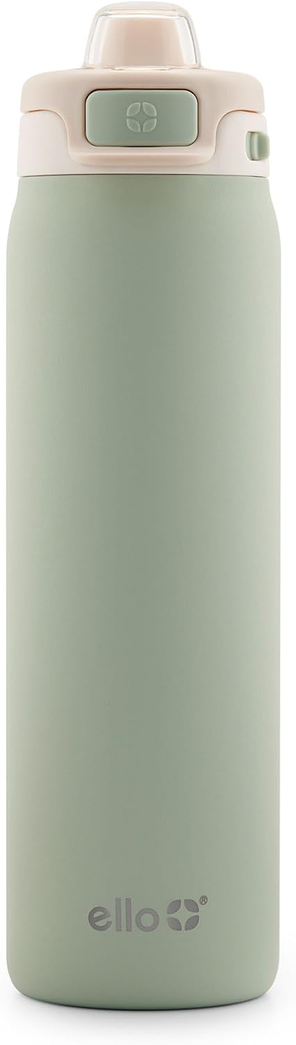 Botella de Agua Ello Pop & Fill 650ml Pistacho – Acero Inoxidable, Doble Pared Vacío, Llenado Rápido, Tapa Antigoteo, Libre de BPA