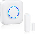 Satisure - Timbre de puerta inalámbrica con sensor de contacto abierto, alarma de alerta para negocios/tienda/hogar/dormitorio al entrar con rango de 600 pies, 58 campanillas, 5 niveles de volumen, indicadores LED
