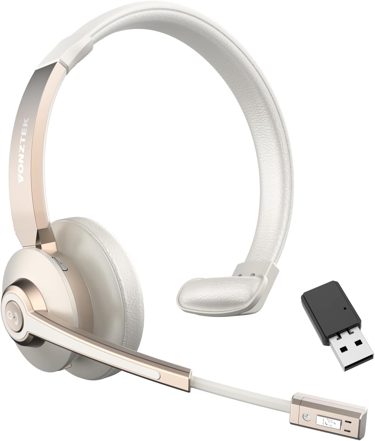 Diadema Inalambrica Bluetooth 5.0 para Camioneros | Microfono con Cancelacion de Ruido y Dongle USB | Auricular para Trabajo Remoto y Reuniones
