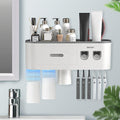 Soporte para cepillos de dientes BHeadCat para montaje en pared, soporte para cepillos de dientes con dispensadores automáticos de pasta de dientes, 6 ranuras para cepillos, 3 vasos magnéticos