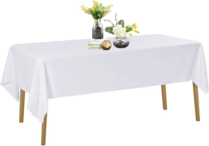 Mantel blanco de 60x120 - Resistente a las manchas y a las arrugas, lavable, mantel de poliéster para mesa, mantel decorativo para mesa de comedor, fiestas de bufé y bodas, blanco