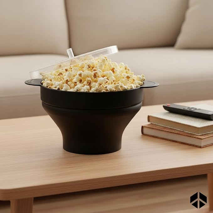 MAIXONIC Palomera para Microondas de Silicona,Sin Aceite,Rápida Preparación,15 Tazas de Maíz Palomero,Palomitas Saludables (Negro)