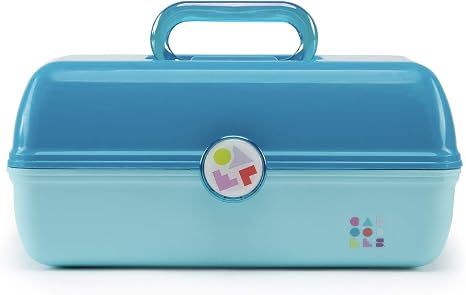 ⚠️ PRESENTA MANCHAS DE GOMA (SE PUEDEN QUITAR, NO AFECTA FUNCIONAMIENTO) — Organizador de Maquillaje Caboodles On-the-Go Girl Color Turquesa