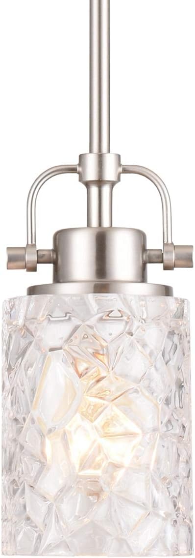 Lámpara Colgante Mini Alice House AL9082-P1 | Cristal | Níquel Cepillado | Estilo Rústico Contemporáneo | Certificación ETL | Cocina Comedor Baño | 1 Unidad