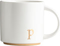 Taza de Cerámica con Monograma Dorado 15oz | Inicial en Oro | Caja de Regalo Incluida | Lujo