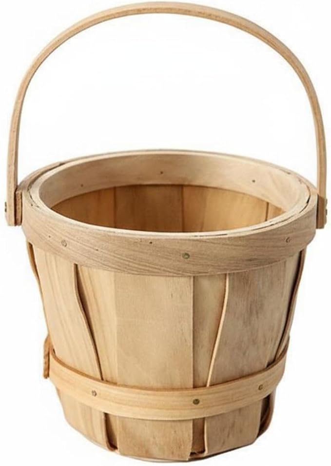 Kifmurase Set de 5 Mini Canastas de Madera Tejidas a Mano para Manzanas, Canastas para Frutas y Bayas con Asa, Estilo Rustico para Picnic y Jardin