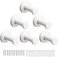 Ganchos Redondos Vanloory de Acero Inoxidable SUS 304 | 6 Ganchos de Pared para Toallas, Batas y Abrigos | Montaje a Pared para Baño, Dormitorio y Cocina | 2 pulgadas, Blanco
