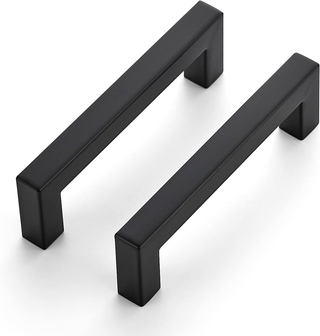 Ravinte Paquete de 30 Tiradores cuadrados de 4 pulgadas para gabinetes de cocina, color negro mate, tiradores negros para cajones, herrajes para gabinetes de cocina, tiradores para cajones y armarios.