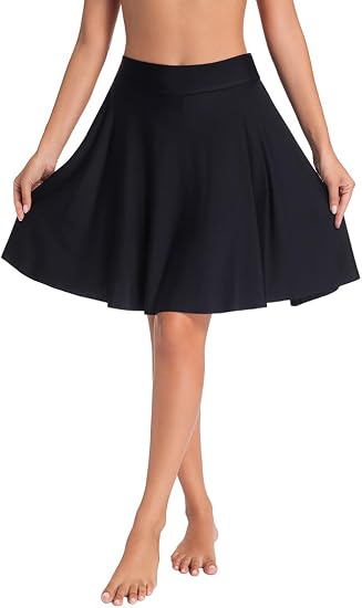 TALLA S-Falda de natación para mujer, cintura alta, control de abdomen, modesta, con pantalones cortos, traje de baño