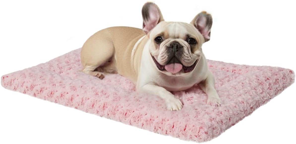 Cama Lavable para Perro Ultra Suave 91x58cm | Colchoneta Esponjosa para Kennel | Perros Grandes y Medianos Rosa