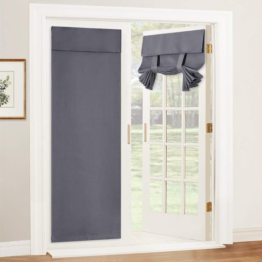 Cortina opaca para puerta RYB HOME - Aislamiento térmico y privacidad para sala de estar/comedor/puerta principal/patio/puerta francesa/ventana de cristal, 76 x 182 cm, 1 panel, gris